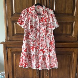 Eliza J Dress NWT with Red Floral Eyelet Detail - Size 10